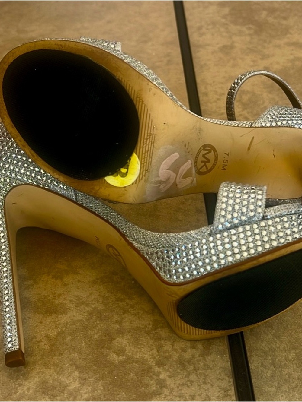 Michael Kors Silver Crystal Embellished Stiletto Sandals - Picture 7 of 8